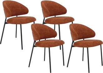 Vente-Unique Conjunto de 4 sillas de tela texturizada y metal negro - Terracota - VOSINIA