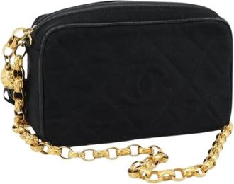 Chanel Pre-owned Vintage Satin Shoulder Bag - Dames - Vintage Schoudertas - Zwart - ONE Size - Satijn - Vintage