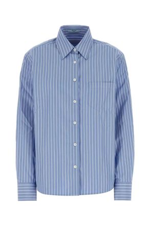 Prada Light Blue Printed Poplin Shirt