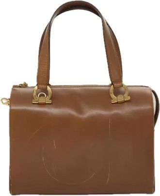 Ferragamo Tweedehands leren handtassen - Dames - Vintage Handtas - Beige - ONE Size - Leer - Vintage