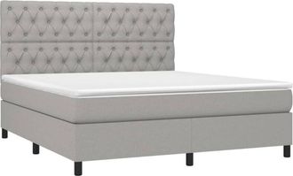 vidaXL Vidaxl - Cama Box Spring Con Colch&oacute;n Tela Gris Claro 160x200 Cm