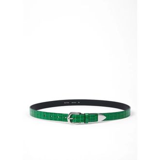Paul Smith Belts, male, Green, Size: 3XS Croc-Emboss Leather Belt
