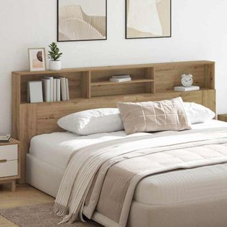 vidaXL Headboard Cabinet with Shelf Artisan oak 220 x 19 x 101.5 cm Vidaxl
