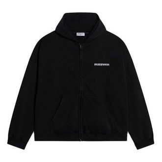 Balenciaga Turn Zip-Up Hoodie Wide Fit Black 674719TLVB49034