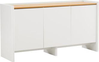 Oviala Aparador moderno rectangular de 3 puertas L140 cm blanco