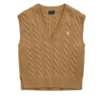 Polo Ralph Lauren Truien & Vesten, Dames, Beige, M, Wol, V-hals Gebreid