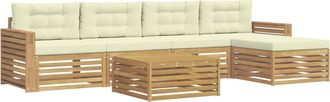 vidaXL Conjunto De Sof&aacute;s De Exterior 6 Uds. Blanco Y Crema Poli&eacute;ster Vidaxl