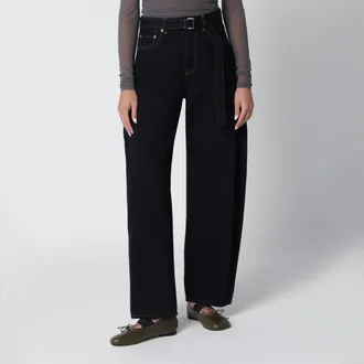 sacai Pantaloni navy in denim di cotone