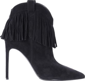 Saint Laurent Pre-owned Womens Fringe Ankle Boots in Black Suede - Size EU 39