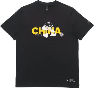 adidas China Tee M 2 Printed Crew Neck Short-sleeved Black GP1856