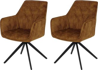 Hhg [nunca Usado] Juego De 2 Sillas De Comedor Hhg-134, Silla De Cocina Con Reposabrazos Giratorios Y Mecanismo De Retorno Autom&aacute;tico, Terciopelo De 440 G