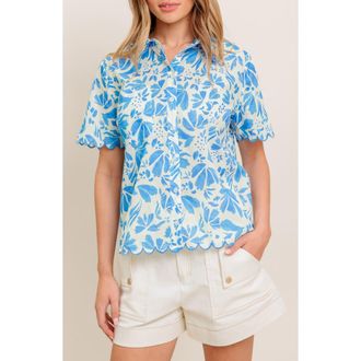Flying Tomato Print Button-Up Shirt in Ivory Blue at Nordstrom Rack, Size Medium