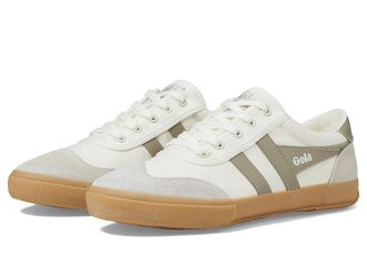 Gola Badminton Womens Shoes Off-White/Feather Grey/Gum : 7.5 B - Medium, Canvas/Leather/Suede