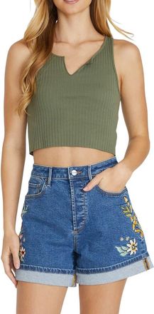 Free People Aria x Hawaiian Hallucination Cuffed Denim Shorts in Dark Wash at Nordstrom Rack, Size 24