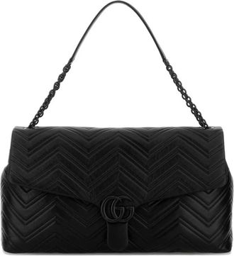Gucci Tassen, Dames, Zwart, ONE Size, Nylon, GG Marmont Maxi Schoudertas