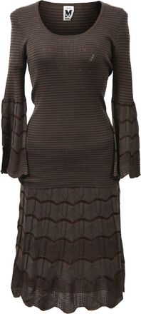 Missoni Knitted Bell Sleeve and Midi Skirt Set in Brown Wool