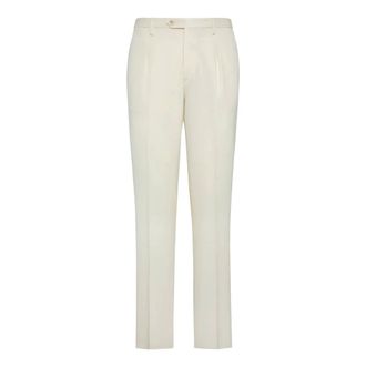 Boggi Milano Broeken, Heren, Beige, S, Wol, Wollen Gabardine Broek