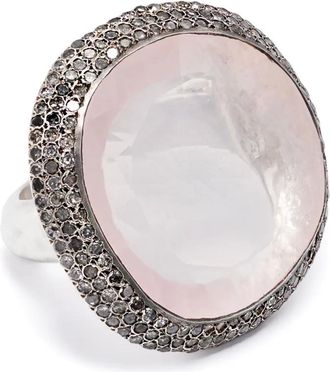 Rosa Maria Anello Roberta in argento sterling con diamanti e quarzo