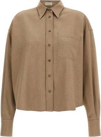 Brunello Cucinelli Camisa Brillante - Blouses & Shirts - Mujer - Beige - XL