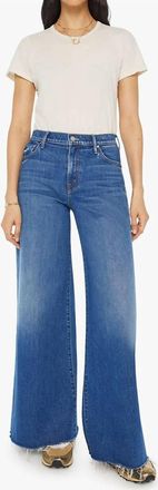 Mother Womens The Swisher Sneak Fray Jeans In Punch Buggy