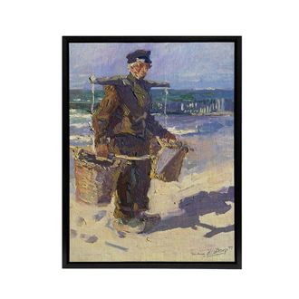 Artery8 Shell Fisherman Portrait Painting Framed Canvas Wall Art Print Toorop | Size: W24 x H32