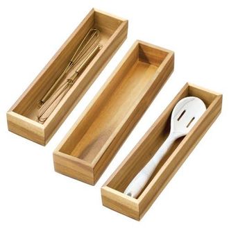 iDesign Acacia Wood Narrow Kitchen Drawer Organizer - Set of 3 - Natural at Nordstrom