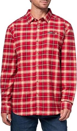 Columbia Pitchstone Heavyweight Flannel II Shirt Mens Red Plaid Button Up JAX280