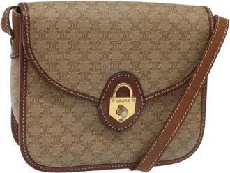 Celine Pre-owned Vintage Macadam Schoudertas - Dames - Vintage Schoudertas - Beige - ONE Size - Leer - Vintage