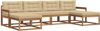 vidaXL Conjunto De Sof&aacute;s De Exterior 6 Uds. Natural Y Beige Vidaxl