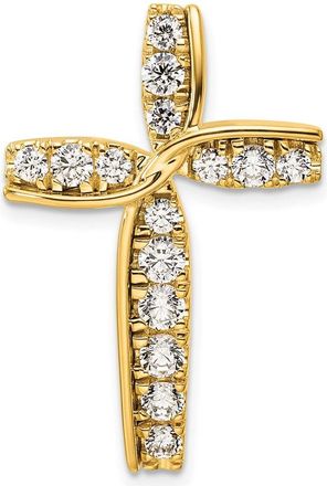 Diamond2Deal 14k Yellow Gold Lab Grown Diamond Cross Chain Slide Pendant (1ct, VS, G-H)