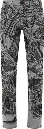 Philipp Plein Jeans, Heren, Zwart, W30, Denim, Denim Broeken Super Straight Cut Tattoo
