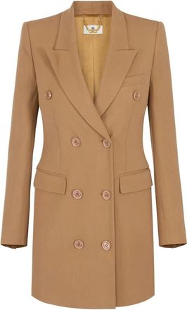 Elisabetta Franchi Vloeiende Gabardine Jurk - Dames - Korte kleedjes - Bruin - 2XL - Kleedjes