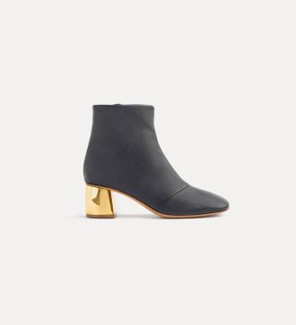 Forte_Forte Womens My Alma Golden Heel Nappa Leather Ankle Boots In Nero