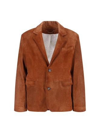 Golden Goose Brown Suede Jacket With Button Closure And Tailored Silhouette