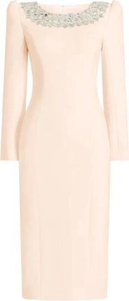 Jenny Packham Abito midi Jacquetta con perline - Toni neutri