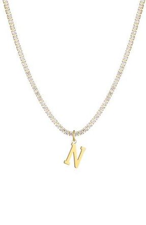Adornia Initial Charm Tennis Necklace in Gold-N at Nordstrom Rack