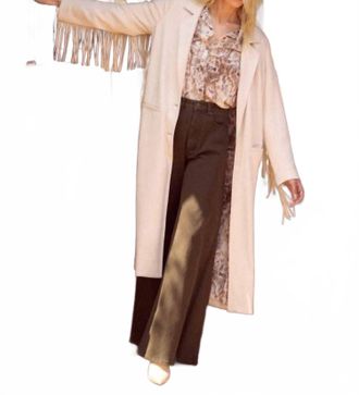 Skies Are Blue Clothing Fringe Detail Maxi Coat In Cream