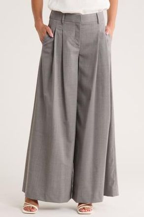 TWP New Didi Pleated Stretch Wool Wide Leg Pants in Light Heather Grey at Nordstrom Rack, Size 10