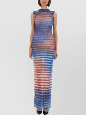 Jean Paul Gaultier long striped dress high neckline