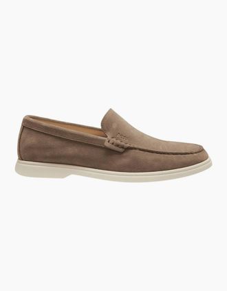 HUGO BOSS Mens Sienne Moccasin Suede Brown Loafers - Cream - Size: 10