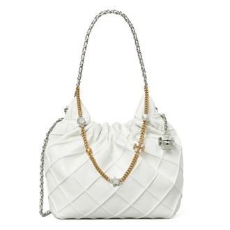 Tory Burch Tory Burch, Shoulder Bags, female, White, Size: ONE SIZE Mini Fleming Soft Distressed Hobo Bag