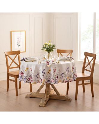 Elrene Poppy Wildflower Bordered Tablecloth - Round
