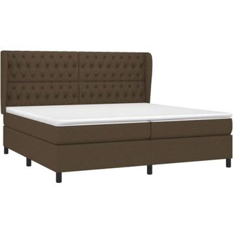 vidaXL Vidaxl - Cama Box Spring Con Colch&oacute;n Tela Marr&oacute;n Oscuro 200x200 Cm