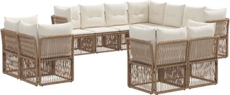 vidaXL Conjunto De Sof&aacute;s De Jard&iacute;n 11 Uds. Beige Rat&aacute;n Sint&eacute;tico Vidaxl