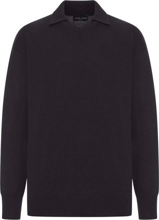 Roberto Collina Maglione in lana con colletto polo - Nero