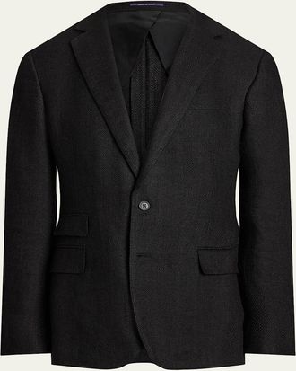 Ralph Lauren Purple Label Mens Kent Herringbone Two-Button Sport Coat