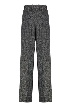 Dolce & Gabbana Womens Wool Wide-Leg Trousers Grey