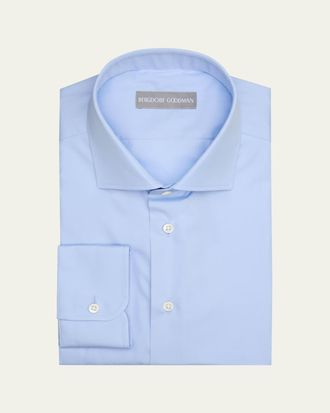 Bergdorf Goodman Mens Cotton Poplin Solid Dress Shirt