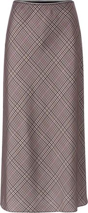 Rich & Royal Gedrukte Satijnen Midirok met Ruit - Dames - Midirokken - Bruin - M - Satijn - Rokken