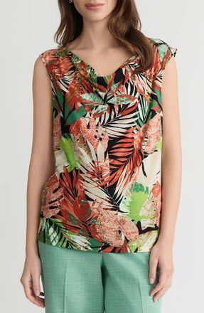 Kasper Tropical Print Cowl Neck Top in Black Multi at Nordstrom, Size X-Large
